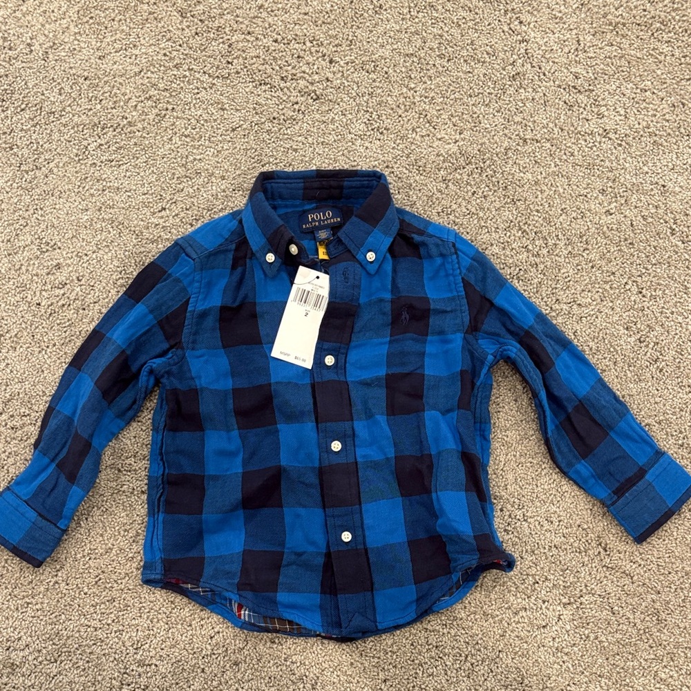Polo by Ralph Lauren Kids Navy and Blue Plaid Shirt